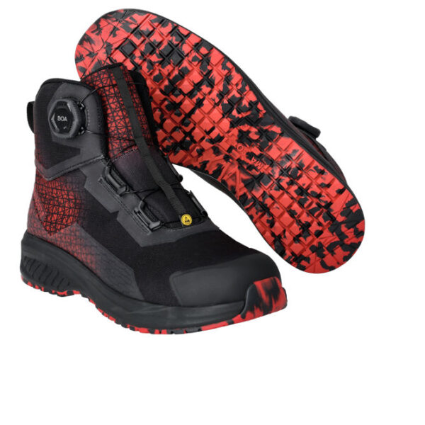 Buty ochronne MASCOT ACCELERATE F1502-909-09202 S3S SR FO SC ESD – czarno-czerwone, BOA® Fit System, MASCOLAYER®