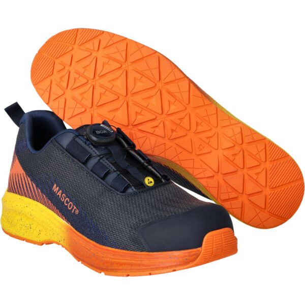 Buty ochronne MASCOT CUSTOMIZED F1601-909-01098 S1PS BOA® – lekkie, oddychające, ESD, granatowo-pomarańczowe