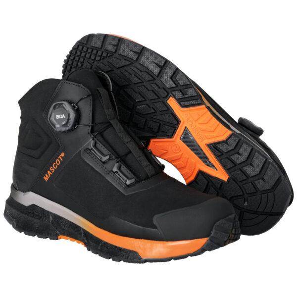 MASCOT FOOTWEAR CUSTOMIZED F1681-704-0998 – trzewiki ochronne S3S ESD z BOA® Fit System, czarno-pomarańczowe
