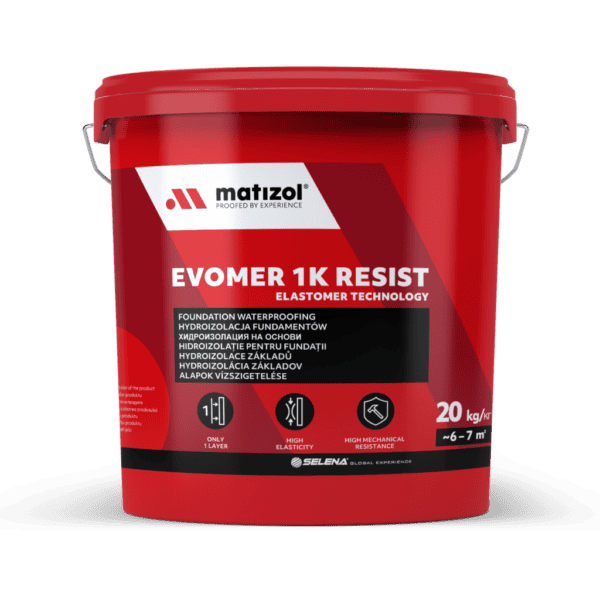 MATIZOL EVOMER 1K Resist – Jednoskładnikowa Masa Hydroizolacyjna do Fundamentów, Odporna na Radon