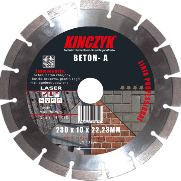 Kińczyk BETON-A Professional – tarcza diamentowa do betonu i betonu zbrojonego tarcze od 115mm do 600 mm