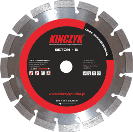 Kińczyk BETON-B Professional – tarcza diamentowa do betonu i betonu zbrojonego 125–450 mm
