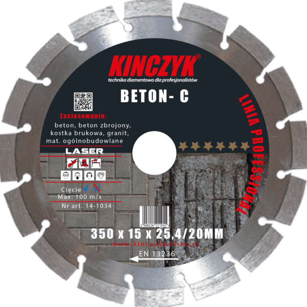 Kińczyk BETON-C Professional – tarcza diamentowa do betonu i betonu zbrojonego 125–500 mm