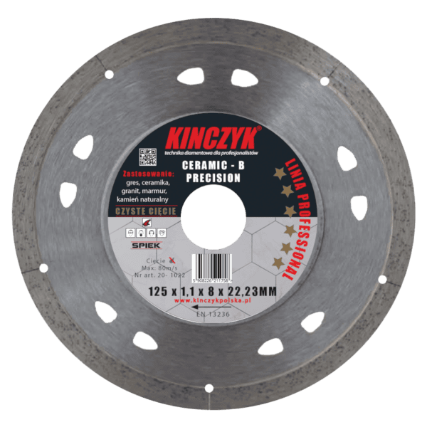 Kińczyk CERAMIC-B PRECISION 125 mm – ultracienka tarcza diamentowa do gresu i ceramiki 1,1 mm
