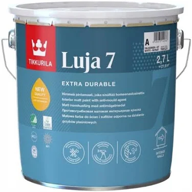 Tikkurila Luja 7 Baza A – Matowa Farba do Łazienek, Kuchni i Pomieszczeń Wilgotnych