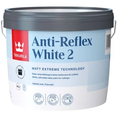 Tikkurila Anti-Reflex White [2] – Antyrefleksyjna Biała Farba do Sufitów, Głęboki Mat