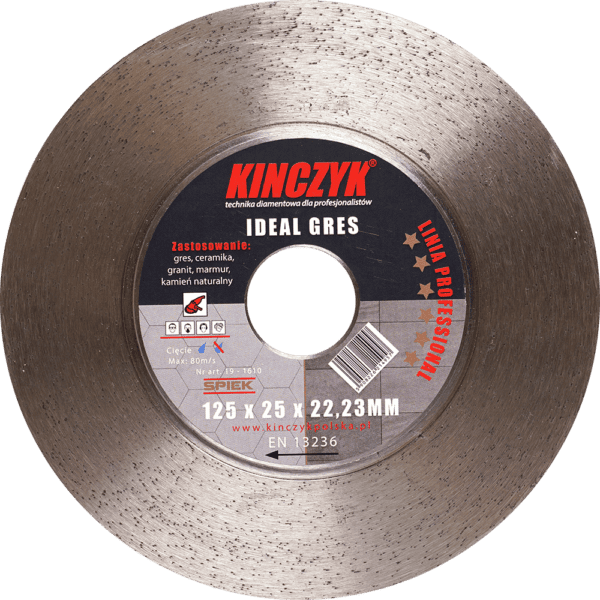 Kińczyk IDEAL-GRES Professional 125 mm – tarcza diamentowa do gresu, ceramiki i granitu z segmentem 25 mm