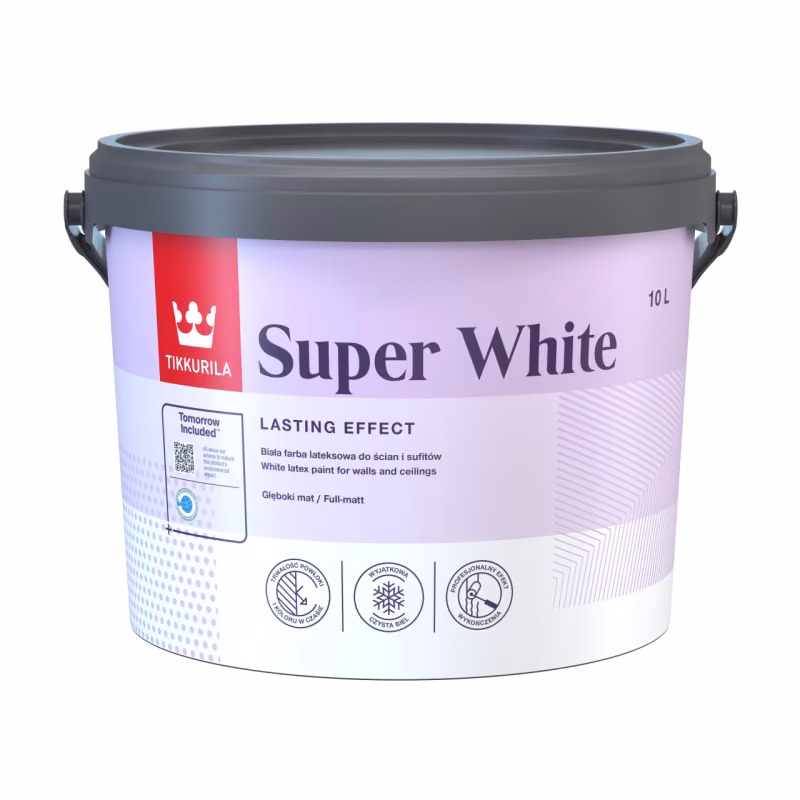 Tikkurila Super White – Biała Matowa Farba do Ścian i Sufitów 1 Tikkurila Super White – Biała Matowa Farba do Ścian i Sufitów