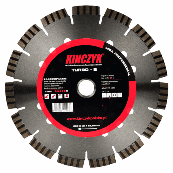 Kińczyk TURBO-B Professional – tarcza diamentowa do betonu, granitu i kamienia 125–600 mm