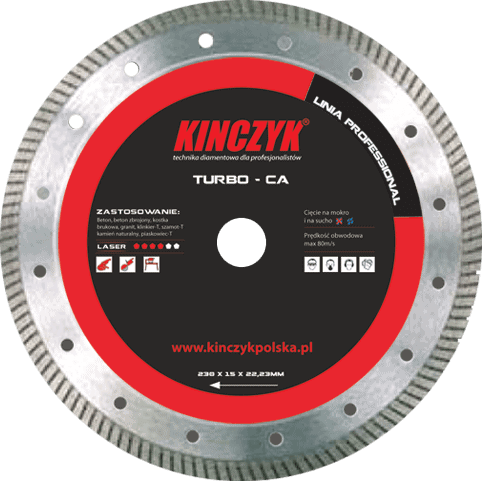 Kińczyk TURBO-CA Professional – tarcza diamentowa do gresu, betonu, granitu i kamienia 115 / 125 / 230 mm