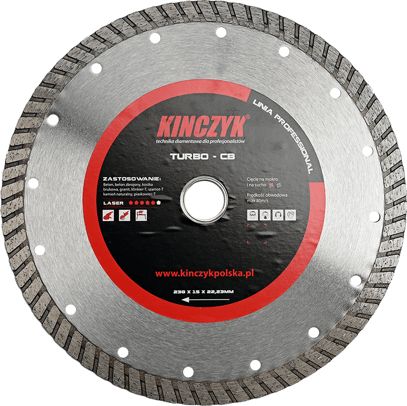 Kińczyk TURBO-CB Professional – tarcza diamentowa do gresu, betonu, granitu i kamienia 125–250 mm 1 Kińczyk TURBO-CB Professional – tarcza diamentowa do gresu, betonu, granitu i kamienia 125–250 mm