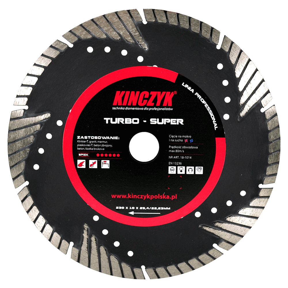 Kińczyk TURBO-SUPER Professional – tarcza diamentowa do betonu, żelbetu i granitu 125 / 150 / 230 mm 1 Kińczyk TURBO-SUPER Professional – tarcza diamentowa do betonu, żelbetu i granitu 125 / 150 / 230 mm